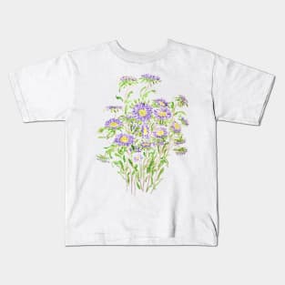 purple aster flowers watercolor Kids T-Shirt